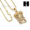MEN JESUS & LAST SUPPER PENDANT BOX CUBAN CHAIN DOUBLE NECKLACE SET SD9 - Raonhazae