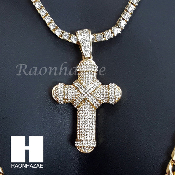 JESUS CROSS CHARM 16"-30" TENNIS CHAIN 30" CUBAN CHAIN NECKLACE G26 - Raonhazae