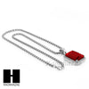 MEN 316L STAINLESS STEEL RED RUBY PENDANT W 24" BOX CHAIN NECKLACE S220 - Raonhazae