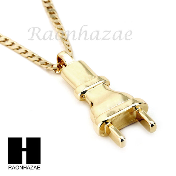 RUBY PLUG PENDANT 24" 30" CUBAN LINK ROPE CHAIN NECKLACE SET D023 - Raonhazae