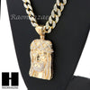 Hip Hop Gold Plated New Jesus Face PAVE Pendant 30" Cuban Link Chain N3 - Raonhazae