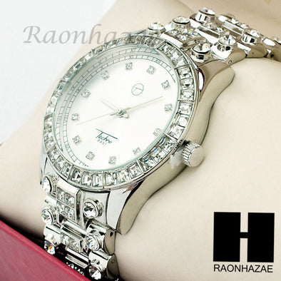 Men Techno Pave Lil Wayne Hip Hop Lab Diamond 14K White Gold Watch 194S - Raonhazae