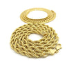 Men 14K Gold Plated 6mm 30" Rope & 6mm 30" Miami Cuban Link Chain Necklace SN09 - Raonhazae