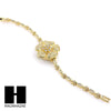 NEW Women Luxury Golden Flower Lab Simulated Diamond Bracelet Wrist Watch WW002 - Raonhazae