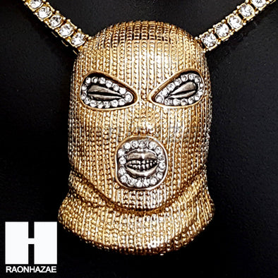 Hip Hop Premium Goon Mask Miami Cuban Choker Tennis Chain Necklace H - Raonhazae
