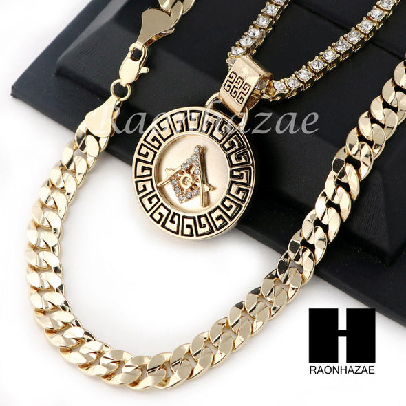 FREEMASON TENNIS CHAIN DIAMOND CUT 30" CUBAN LINK CHAIN NECKLACE S043 - Raonhazae