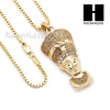 MEN ALLAH & NEFERTITI PENDANT BOX CUBAN CHAIN DOUBLE NECKLACE SET SD06 - Raonhazae