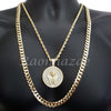 KING-TUT ROUND ROPE CHAIN DIAMOND CUT 30" CUBAN CHAIN NECKLACE SET G38 - Raonhazae