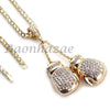 MENS 14K GOLD PT BOXING GLOVES 18" TENNIS CHAIN 16" 30" CHOKER CUBAN CHAIN S27G - Raonhazae