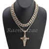 MENS 14K GOLD PT JESUS CROSS 18" TENNIS CHAIN 16" 30" CHOKER CUBAN CHAIN S28G - Raonhazae