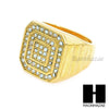 MEN RING 316L STAINLESS STEEL GOLD TONE CZ BLING RING SIZE 8-12 SR003G - Raonhazae