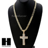 MENS LARGE CROSS PENDANT & DIAMOND CUT CUBAN LINK CHAIN NECKLACE NN50 - Raonhazae