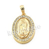 Mens Bling Guadalupe Pendant w/ 5mm 24" 30" Cuban Brass Chain A05G - Raonhazae