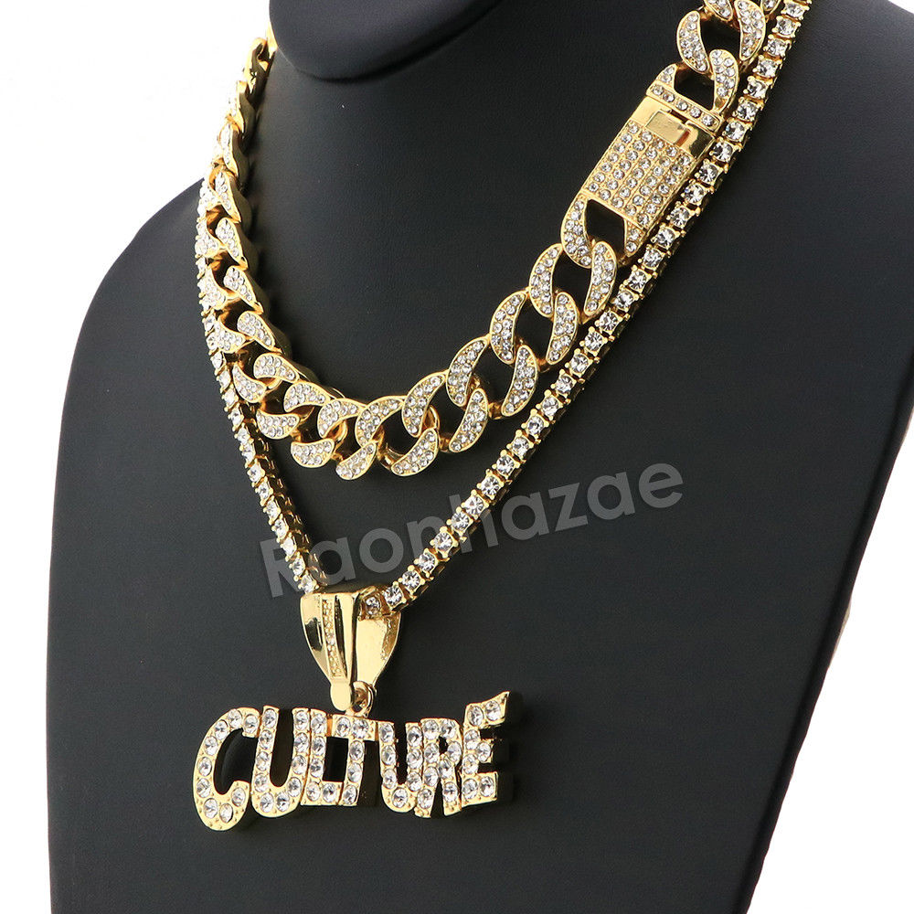 Cadena Oro Hombre Hip Hop Quavo Choker 16 Full Iced Cuban & 1 ROW DIAMOND CHAIN & A N Colgante Faraón Hip Hop Cadena Oro Hombre Hip Hop Quavo Choker 16 Full Iced Cuban & 1 ROW DIAMOND CHAIN & A N Colgante Faraón Hip Hop
