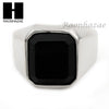 MEN STAINLESS STEEL HIP HOP SILVER TONE BLACK ONYX RING 8-12 SR031CL - Raonhazae