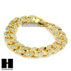 Hip Hop Mens 14k Gold Finish 16mm 30", 36" Cuban Link Chain Bracelet - Raonhazae