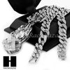 Men Praying Hands Holding Cross Pendant 30" Heavy Cuban Link Chain 43 - Raonhazae