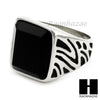 MEN STAINLESS STEEL HIP HOP ANTIQUE SILVER BLACK ONYX RING 8-12 SR028CL - Raonhazae