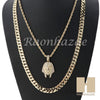 MEN KING TUT ROPE DIAMOND CUT 30" CUBAN LINK CHAIN NECKLACE SET SS01G - Raonhazae