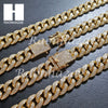 18K Gold Lab Diamond Cuban Link Chain 15mm Bling 24" 30" Necklace L01 - Raonhazae