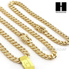 14k Gold Finish Heavy 6mm Miami Cuban Link Chain Necklace Bracelet Various Set C - Raonhazae