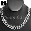 Rhodium PT 15mm 8.5" - 24" Miami Cuban Choker Chain Necklace Bracelet - Raonhazae