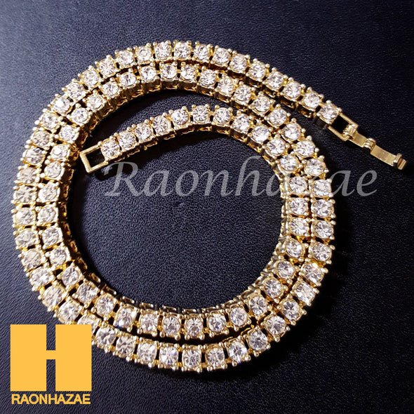 Hip Hop Tennis Choker Necklace 1 Row Solitaire Lab Diamond 4.5mm Chain - Raonhazae