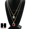 MENS RED RUBY / LION PENDANT 24" 30" ROPE CUBAN CHAIN NECKLACE SET S35 - Raonhazae