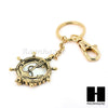 Gold Magnifying Glass Wheel with Anchor Key Chain & Pendant Chain Necklace Set SJ1G - Raonhazae