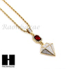 LAB DIAMOND SHAPE 30" CUBAN LINK CHAIN RED RUBY COMBO NECKLACE SET05 - Raonhazae