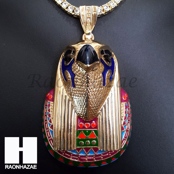 Hip Hop Premium Kanye Horus Miami Cuban Choker Tennis Chain Necklace I - Raonhazae