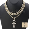 14K GOLD PT Lil ANKH CROSS MIAMI CUBAN 16"~30" CHOKER TENNIS CHAIN S20 - Raonhazae