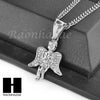 MENS STAINLESS STEEL MINI ANGEL CZ PENDANT 24" CUBAN NECKLACE SET NP006 - Raonhazae