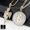 ANGEL & GUADALUPE ROUND PENDANT BOX CUBAN CHAIN DOUBLE NECKLACE SET SD3 - Raonhazae