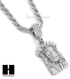MEN JESUS FACE PRAYING HANDS 24" 30" ROPE CHAIN NECKLACES COMBO SET G38 - Raonhazae