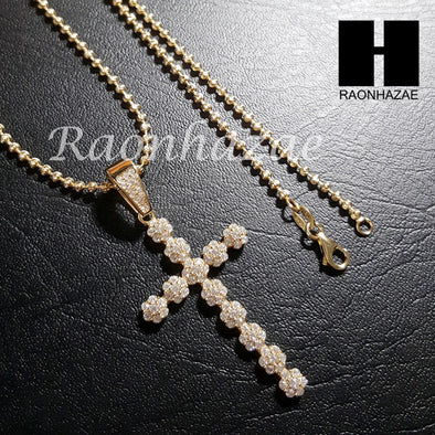 Sterling Silver .925 AAA Lab Diamond Cross w/2.5mm 20" 24" Moon Cut Chain 41G - Raonhazae