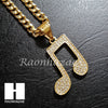 316L Stainless steel Gold Music Note Pendant 5mm Cuban Chain S2 - Raonhazae
