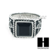 MEN 316L STAINLESS STEEL BLACK ONYX STONE SILVER BLACK RING SIZE 8-12 SR015S - Raonhazae