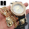 MEN TECHNO PAVE WATCH & JESUS PENDANT CUBAN CHAIN NECKLACE GIFT SET S74 - Raonhazae