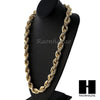 New Run Dmc 14k Yellow Gold Plated 12 to 20mm wide 30" Hollow Dookie Rope Chain - Raonhazae