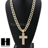Hip Hop 14k Gold Plated 2Pac Cross PAVE Pendant 30" Cuban Link Chain N2 - Raonhazae