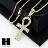 RUBY ANKH PLUG PENDANT 24" 30" ROPE BOX CUBAN CHAIN NECKLACE SET S06 - Raonhazae