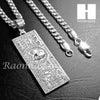 316L Stainless steel Silver $100 Bill w/ 5mm Cuban Chain SG011 - Raonhazae