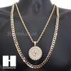 MEDALLION PRAYING HANDS DIAMOND CUT 30" CUBAN CHAIN NECKLACE SET G11 - Raonhazae