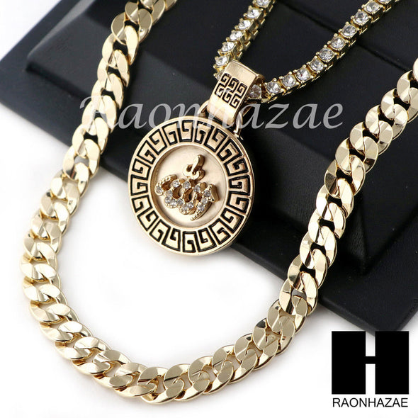 ALLAH ROUND TENNIS CHAIN DIAMOND CUT 30" CUBAN LINK CHAIN NECKLACE S041 - Raonhazae