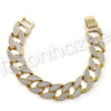 Men Hip Hop 14K Gold PT Luxury Bling Watch Sandblast Bracelet Set F25G - Raonhazae