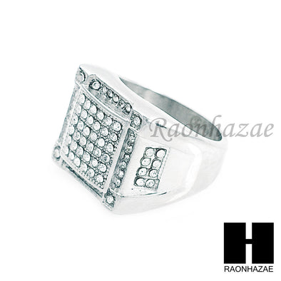 MEN RING 316L STAINLESS STEEL WHITE GOLD CZ BLING RING SIZE 8-12 SR011S - Raonhazae