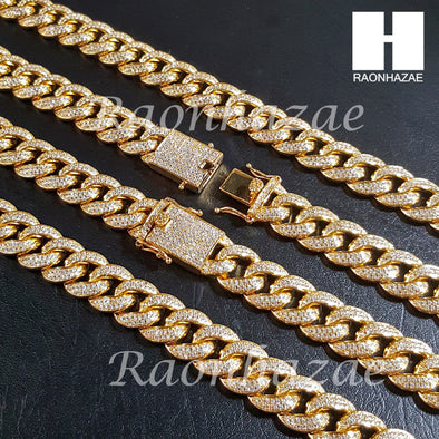 18K Gold Lab Diamond Cuban Link Chain 16mm Bling 24" 30" Necklace L01 - Raonhazae