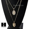 MEN GUADALUPE & LION PENDANT BOX CUBAN CHAIN DOUBLE NECKLACE SET SD07 - Raonhazae
