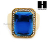 MEN RING 316L STAINLESS STEEL GOLD SAPPHIRE CZ RING SIZE 8-12 SR015BL - Raonhazae